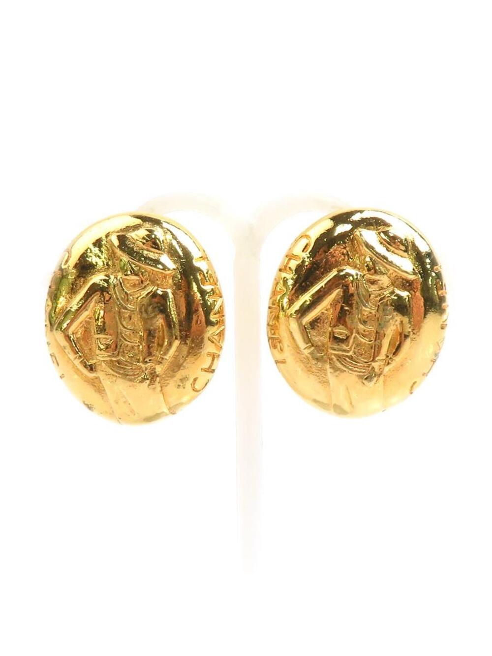 Auth Chanel Mademoiselle Earrings Gold #368688C27B